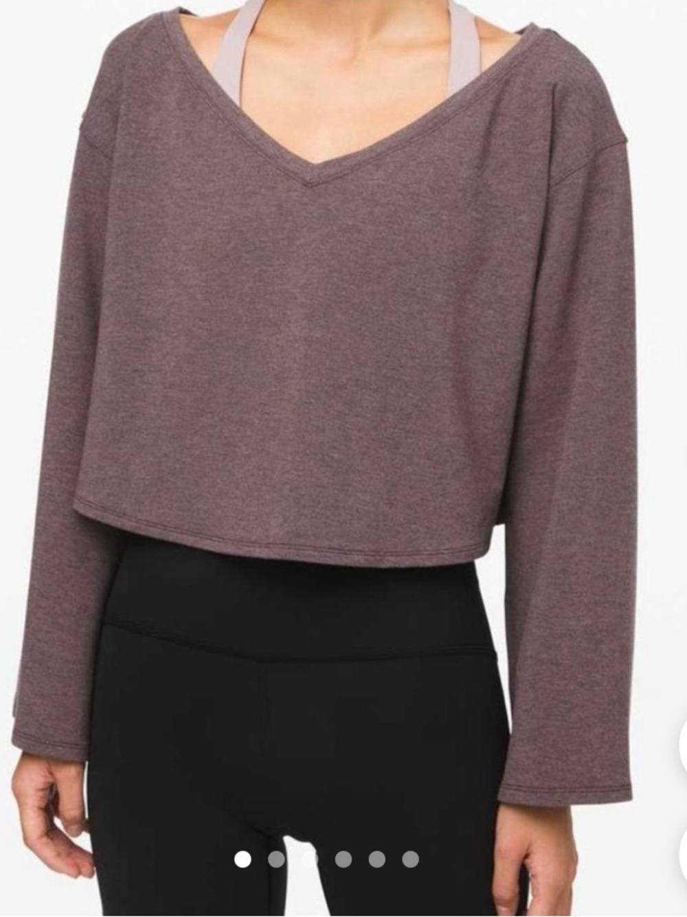 Lululemon V-Neck Cropped Long-Sleeve Top - Mauve